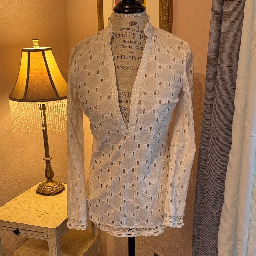 White Eyelet Lace Blouse